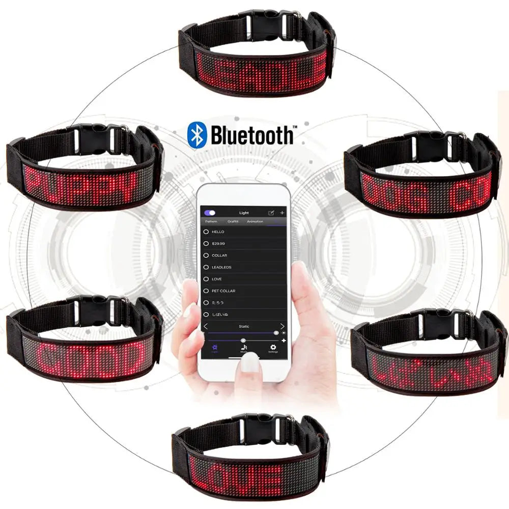 Stand Out in Style: Personalized Glow-in-the-Dark LED Dog Collar with Bluetooth App Control for Unmatched Pet Distinction